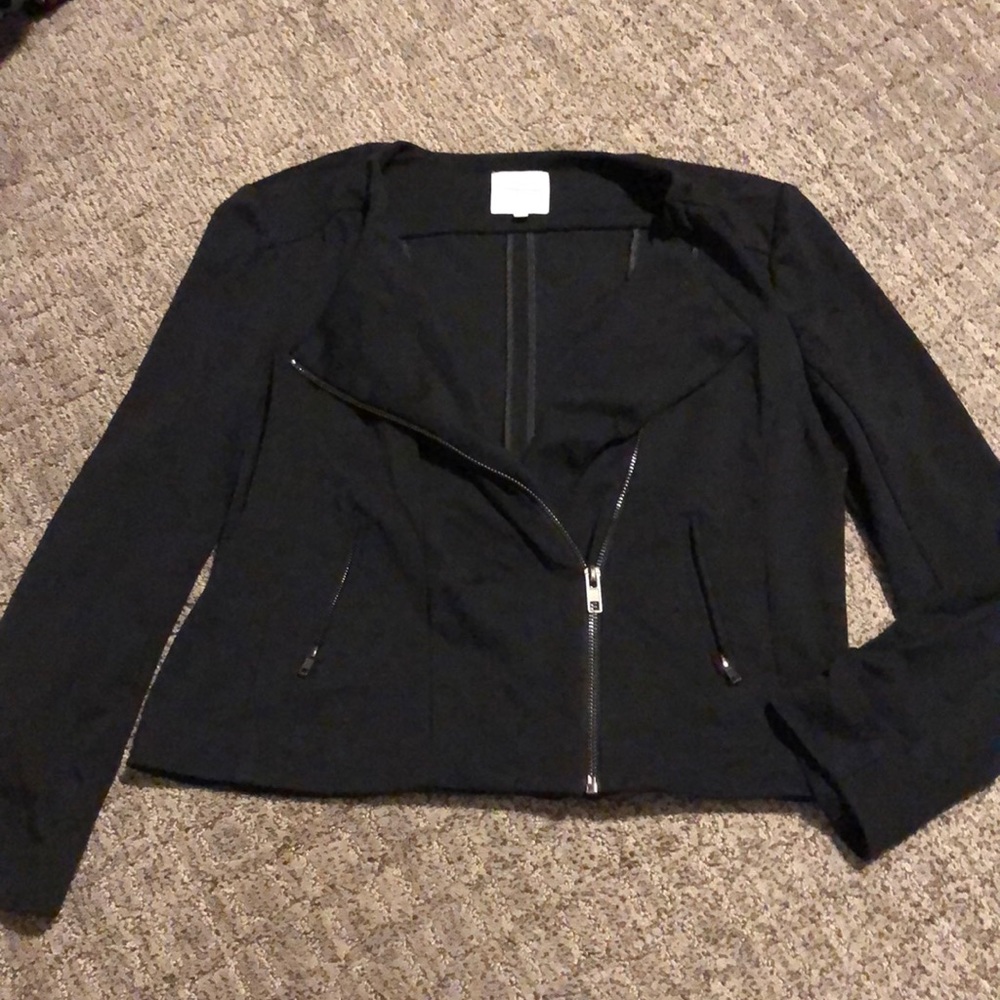 Catherine Malandrino black Runway style moto jacket asymmetrical jacket